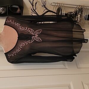 Rag, Sheer Vintage Top with Butterfly Embroidery, No Size Tag